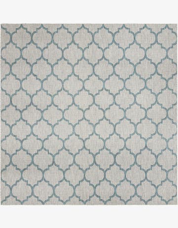 Gray Easy-Clean Lattice Indoor / Outdoor Square Rug