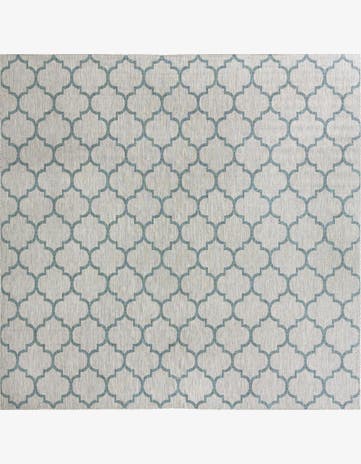 Gray Easy-Clean Lattice Indoor / Outdoor Square Rug