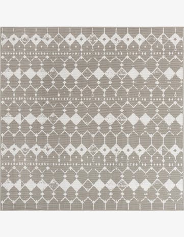 Gray Easy-Clean Lattice Indoor / Outdoor Square Rug