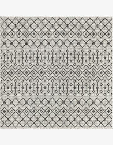 Gray Easy-Clean Lattice Indoor / Outdoor Square Rug