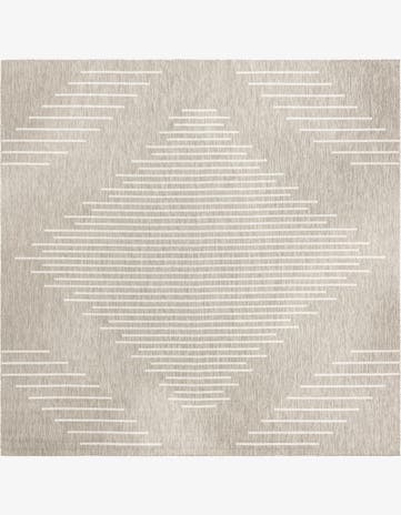 Gray Easy-Clean Modern Indoor / Outdoor Square Rug
