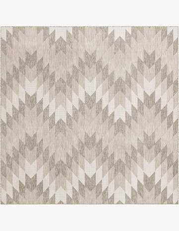 Gray Easy-Clean Modern Indoor / Outdoor Square Rug