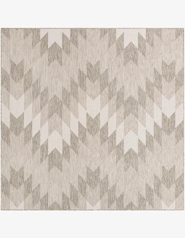 Gray Easy-Clean Modern Indoor / Outdoor Square Rug