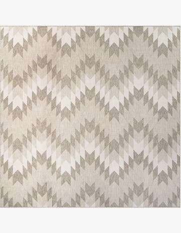 Gray Easy-Clean Modern Indoor / Outdoor Square Rug