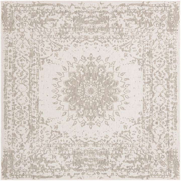 7' 10 x 7' 10 Easy-Clean Traditional Indoor / Outdoor Square Rug