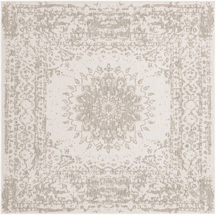 Detail image of 7' 10 x 7' 10 Easy-Clean Traditional Indoor / Outdoor Square Rug