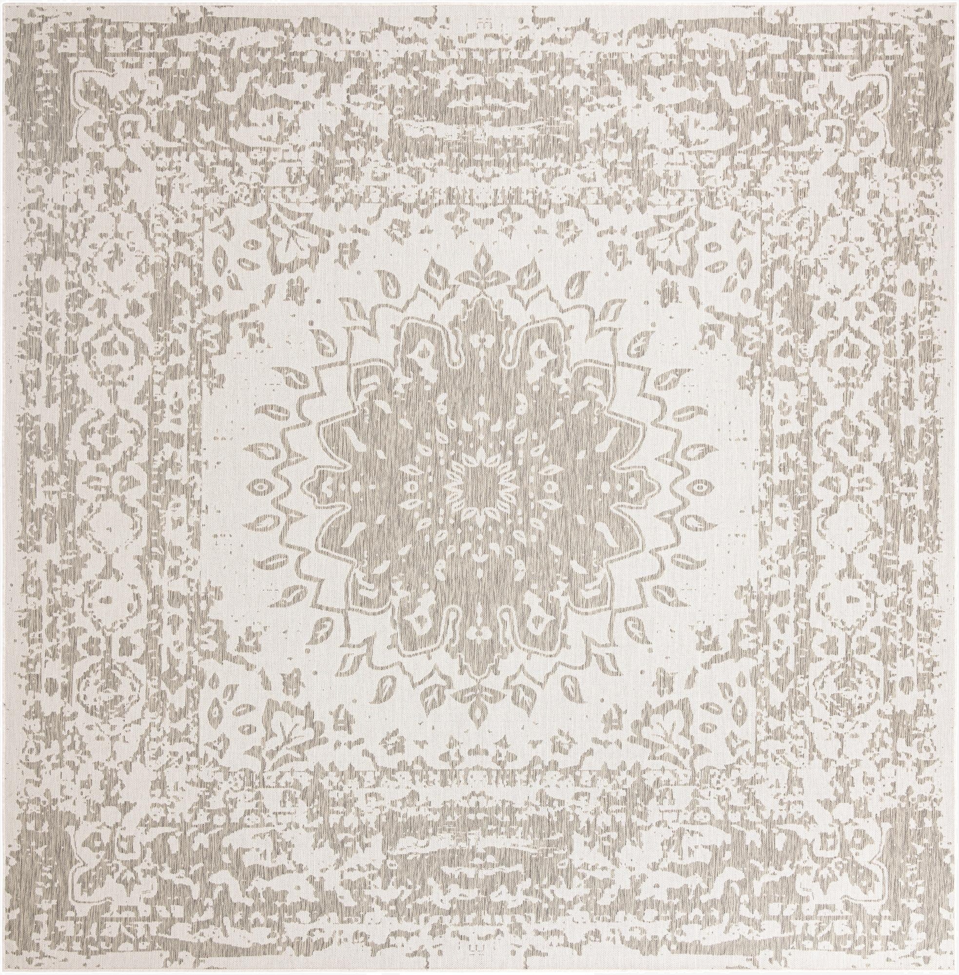 12' x 12'  Washable Traditional Indoor / Outdoor Square Rug