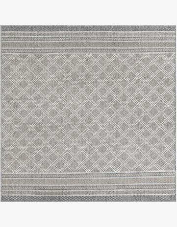 Gray Easy-Clean Trellis Indoor / Outdoor Square Rug