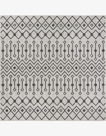 Gray Easy-Clean Trellis Indoor / Outdoor Square Rug