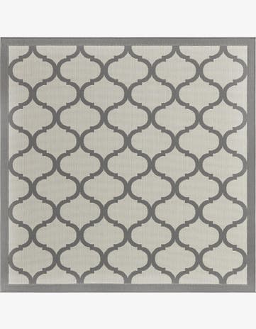 Gray Easy-Clean Trellis Indoor / Outdoor Square Rug