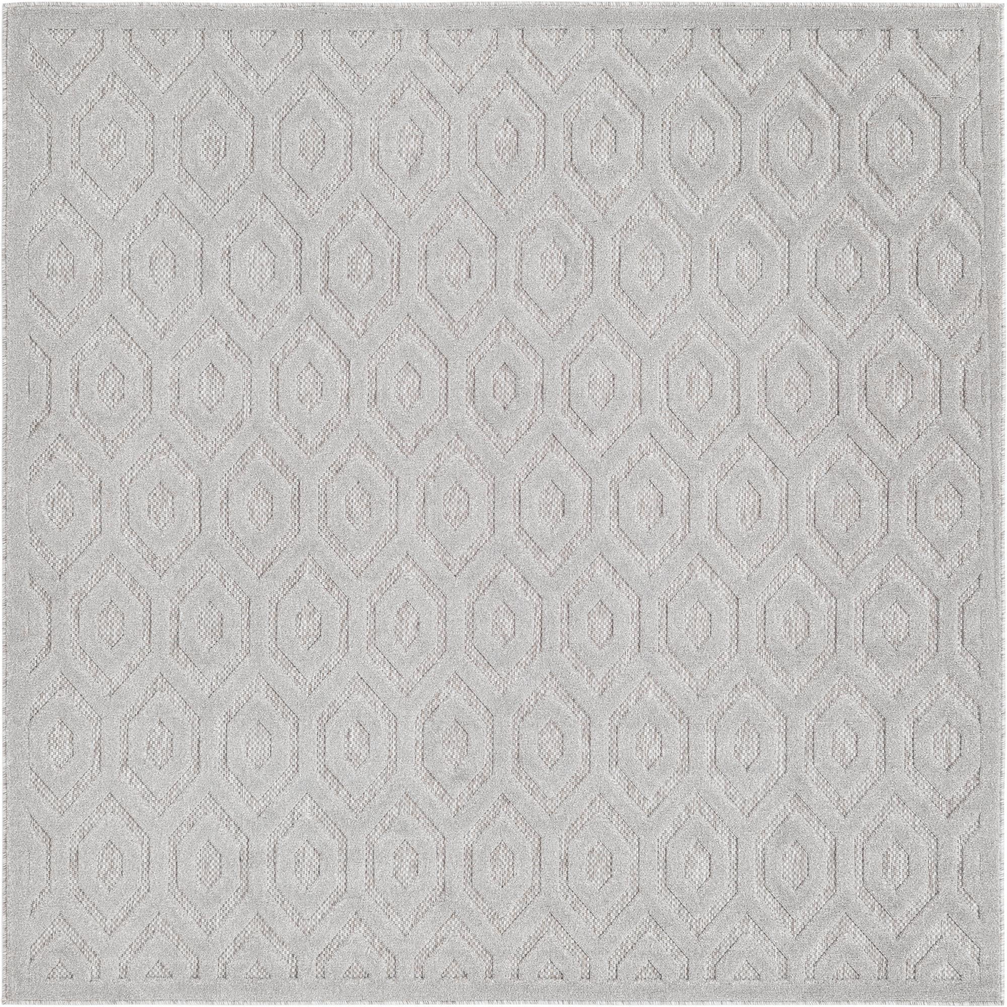 7' 10 x 7' 10 Easy-Clean Trellis Textured Indoor / Outdoor Square Rug