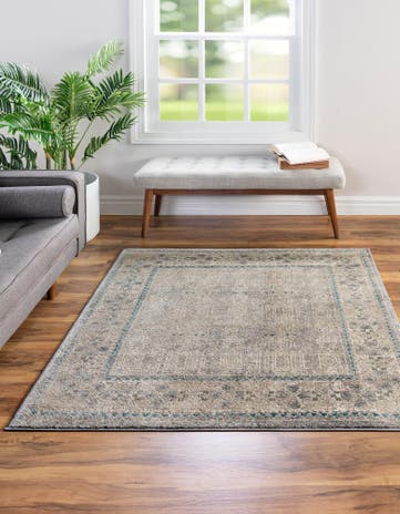 Gray Viola Square Rug