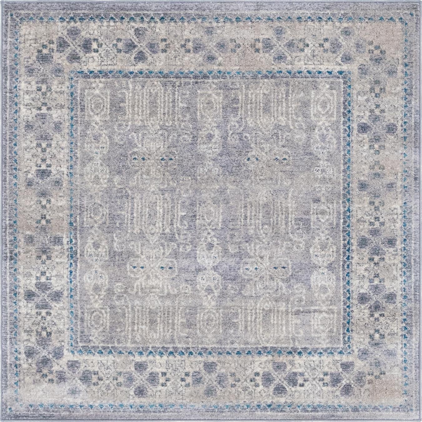 Gray Viola Square Rug
