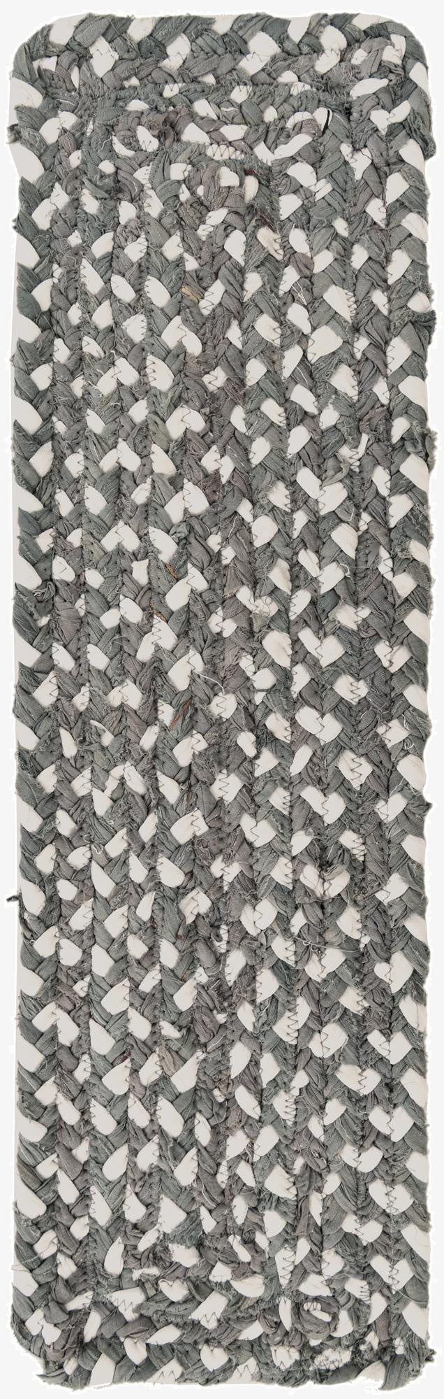 0' 9 x 2' 6  Hand Braided Chindi Stair Rug