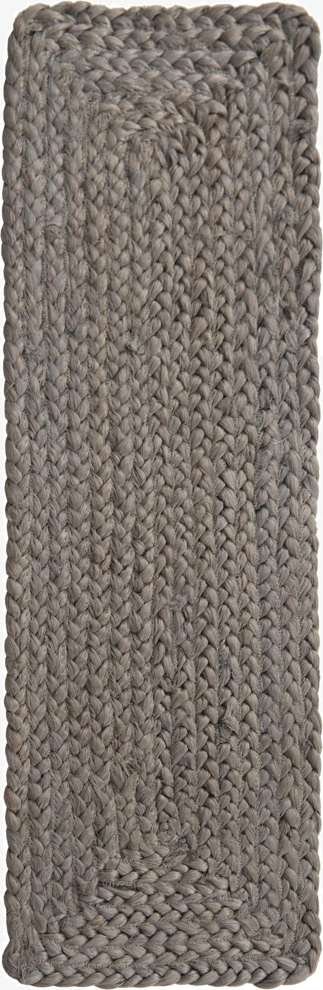 0' 9 x 2' 6  Hand Woven Braided Jute Stair Rug