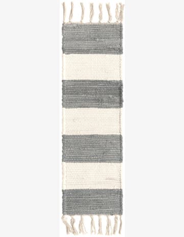 0' 9 x 2' 6 Hand Woven Chindi Rag Stair Rug