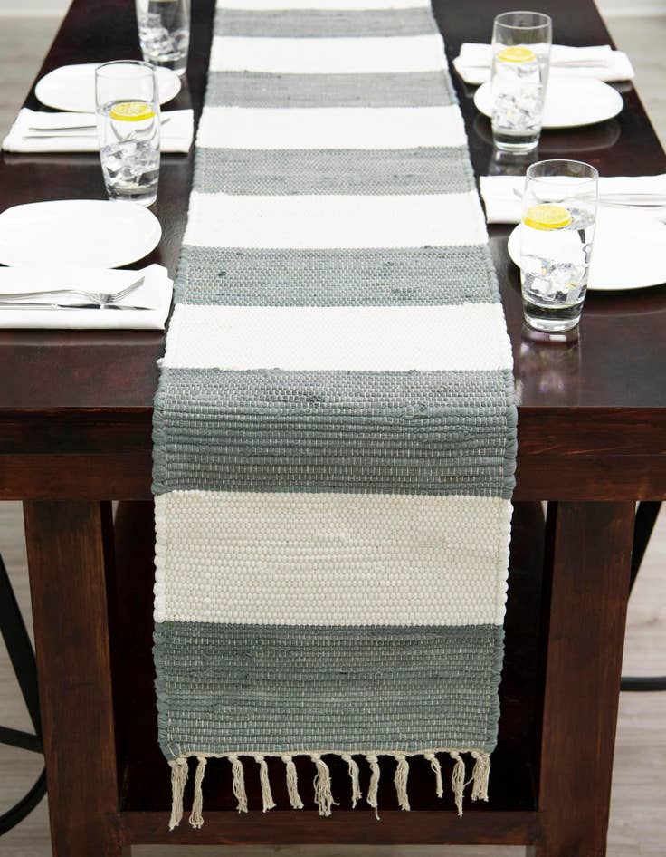 Detail image of 1' 2 x 8'  Hand Woven Chindi Rag Table Runner Rug