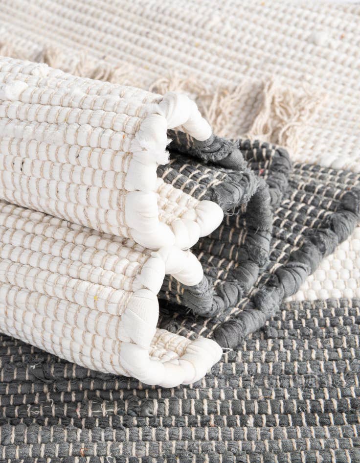 Detail image of 1' 2 x 8' Hand Woven Chindi Rag Table Runner Rug
