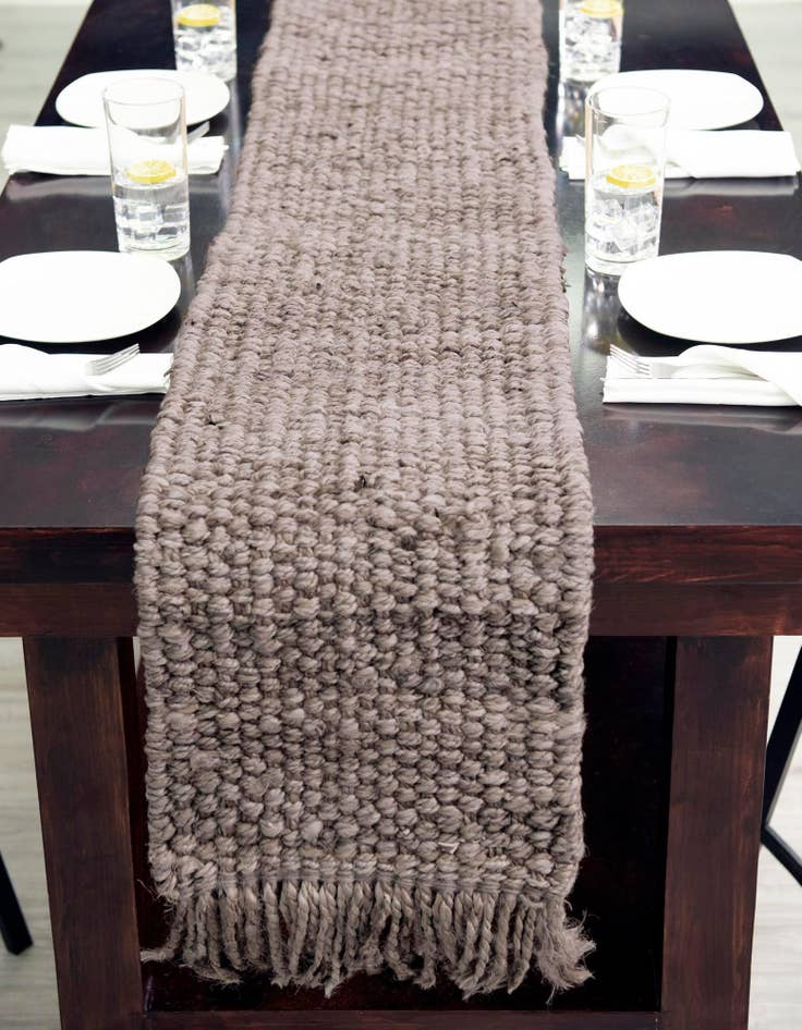 Detail image of 1' 2 x 10'  Hand Woven Chunky Jute Table Runner Rug