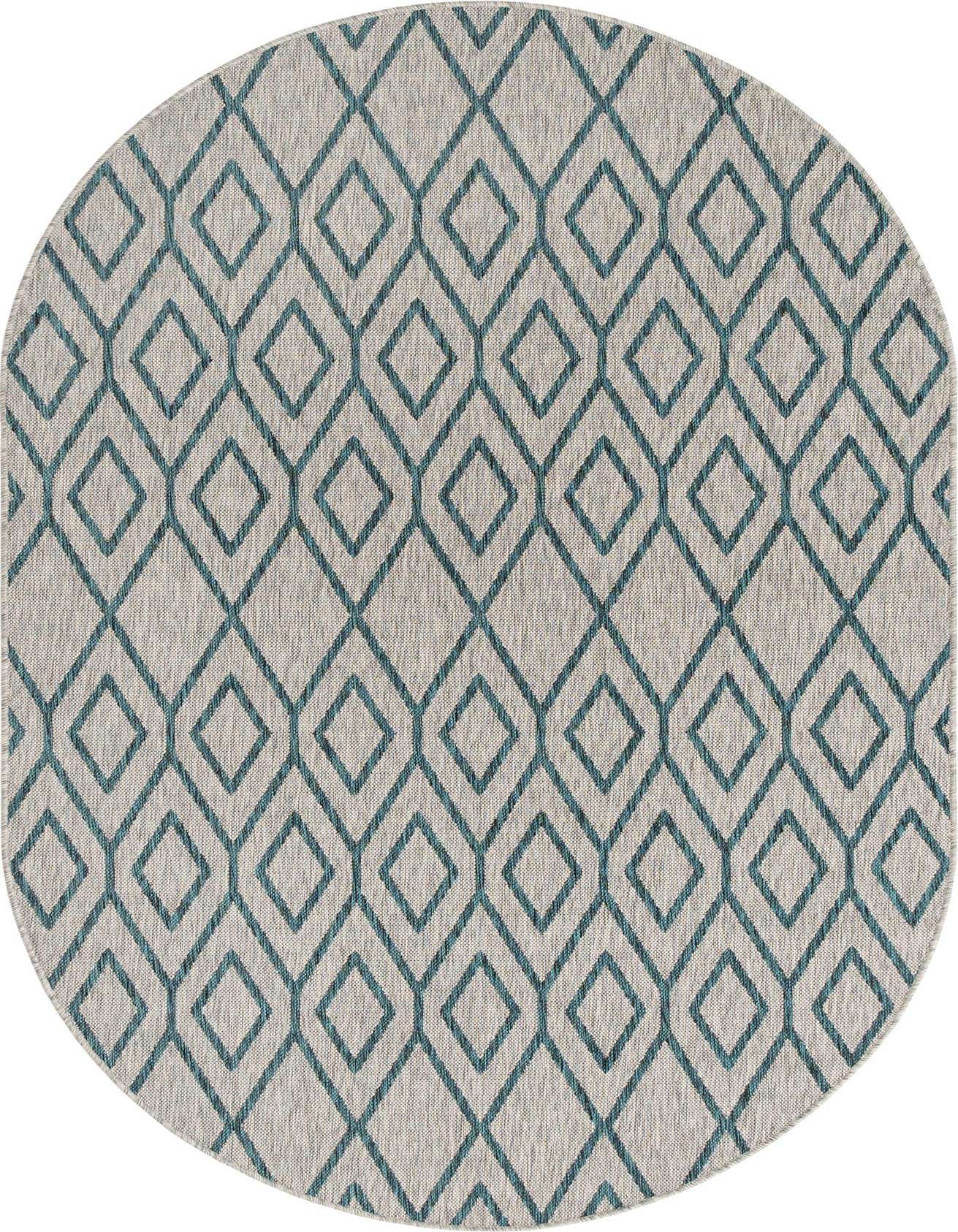 5' 3 x 8' Easy-Clean Jill Zarin Turks and Caicos Indoor / Outdoor Oval Rug
