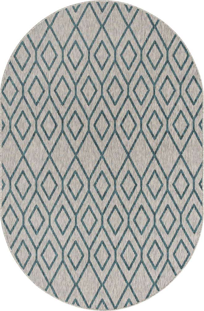 5' 3 x 8' Easy-Clean Jill Zarin Turks and Caicos Indoor / Outdoor Oval Rug