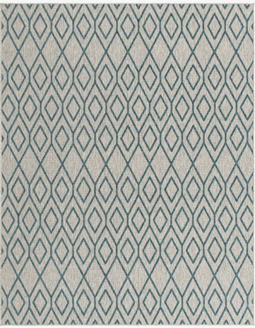 Gray Teal Easy-Clean Jill Zarin Turks and Caicos Indoor / Outdoor Rug
