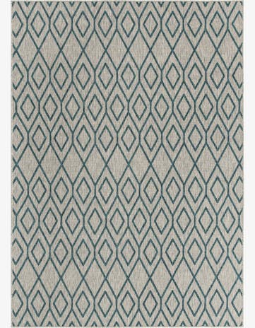 Gray Teal Easy-Clean Jill Zarin Turks and Caicos Indoor / Outdoor Rug