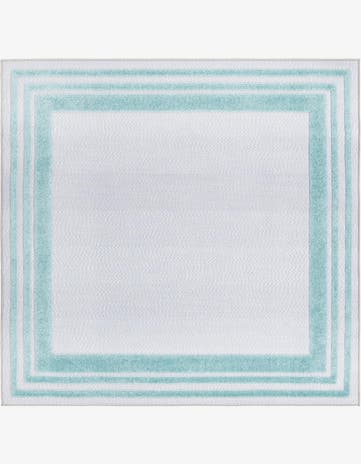 Gray Teal Easy-Clean Aruba Indoor / Outdoor Square Rug