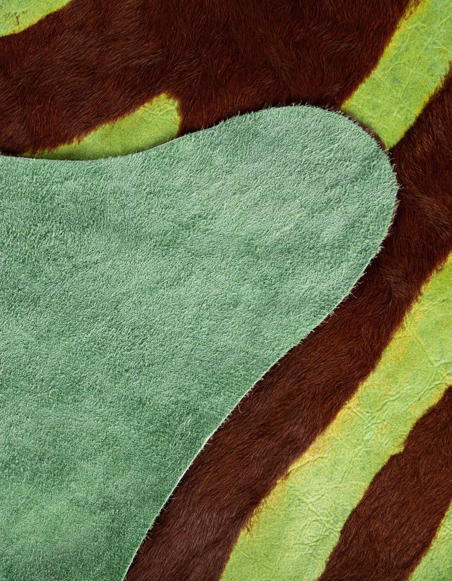 5' 7 x 6' 3 Cowhide Leather Rug