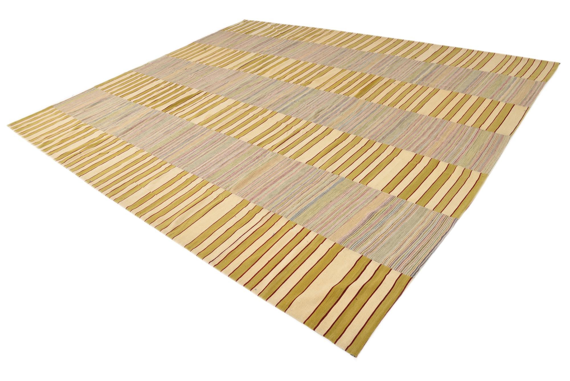 10' 5 x 12' 4 Hand Woven Kilim Modern Wool Rug