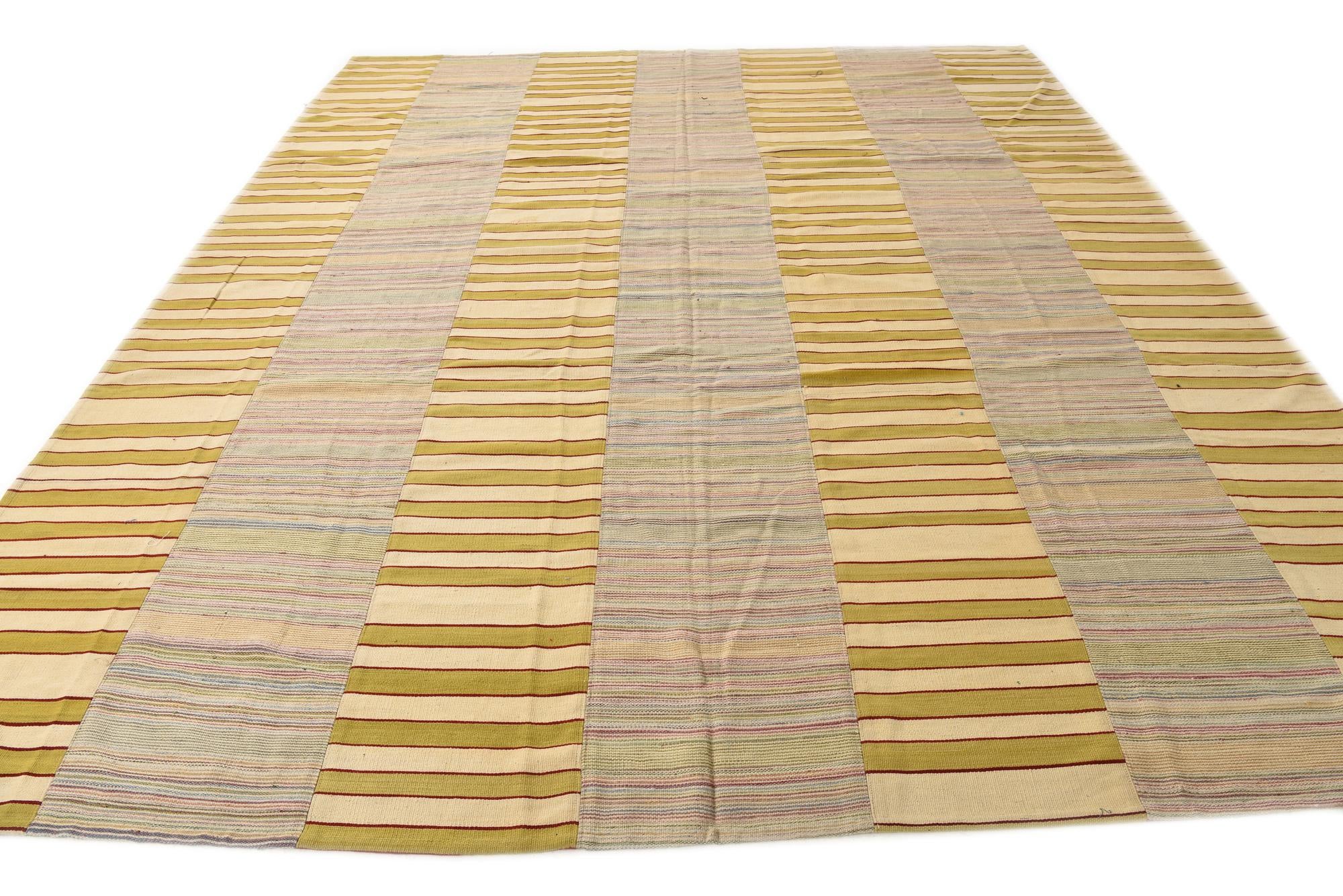 10' 5 x 12' 4 Hand Woven Kilim Modern Wool Rug