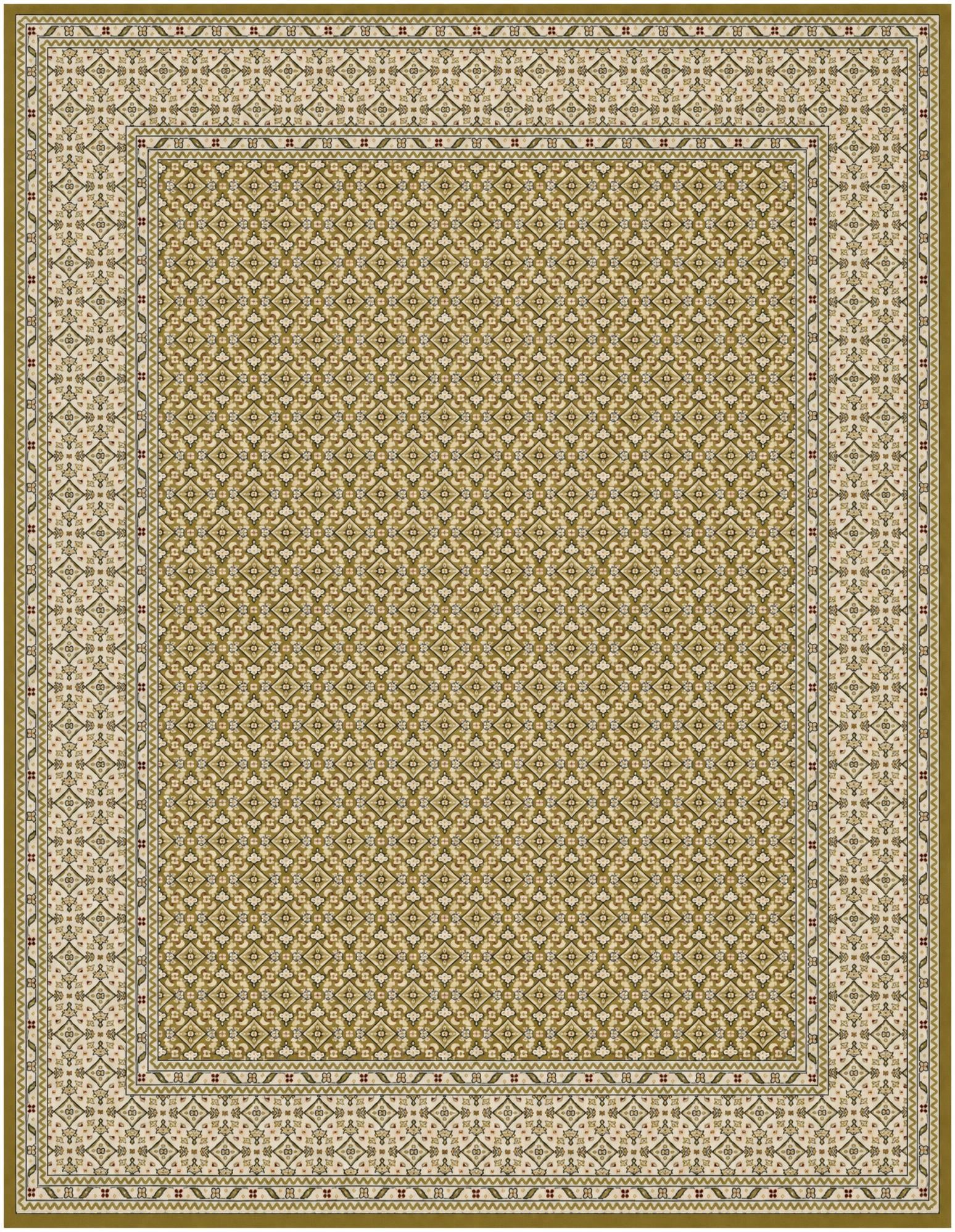 Green and Ivory Nain Design Rug