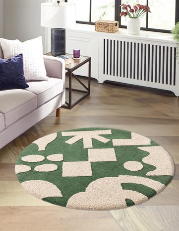 3' 3 x 3' 3 Handtufted Wool Round Rug