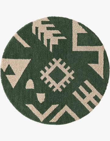 5' 1 x 5' 1 Handtufted Wool Round Rug