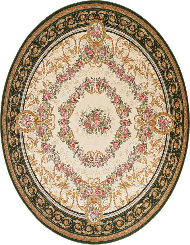 Detail image of 10' x 10' Easy-Clean Traditional Indoor / Outdoor Round Rug
