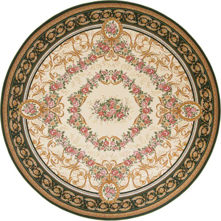 10' x 10' Easy-Clean Traditional Indoor / Outdoor Round Rug