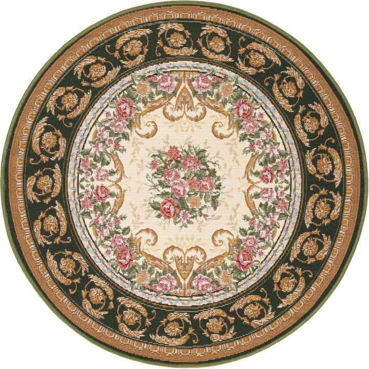 3' x 3' Easy-Clean Traditional Indoor / Outdoor Round Rug