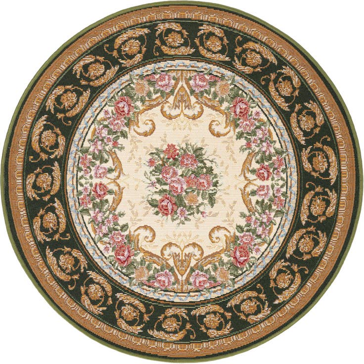 Detail image of 3' x 3' Easy-Clean Traditional Indoor / Outdoor Round Rug