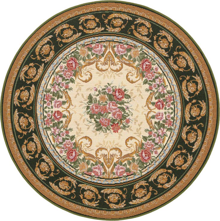 Detail image of 4' x 4' Easy-Clean Traditional Indoor / Outdoor Round Rug
