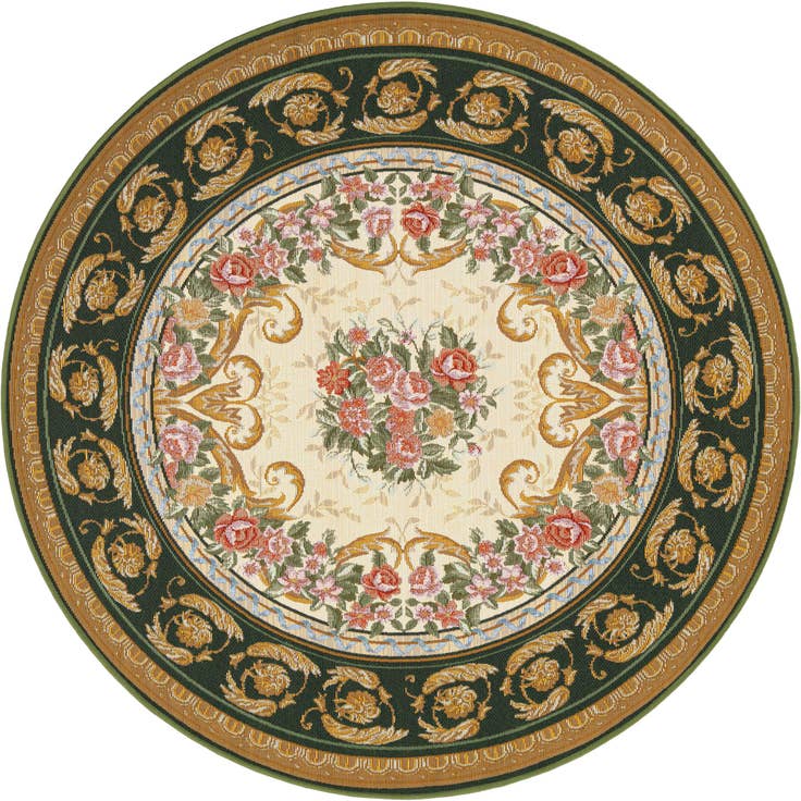 Detail image of 5' x 5' Easy-Clean Traditional Indoor / Outdoor Round Rug
