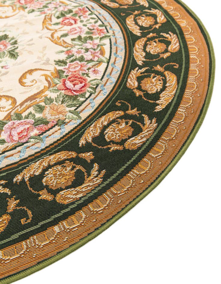 Detail image of 4' x 4'  Washable Traditional Indoor / Outdoor Round Rug