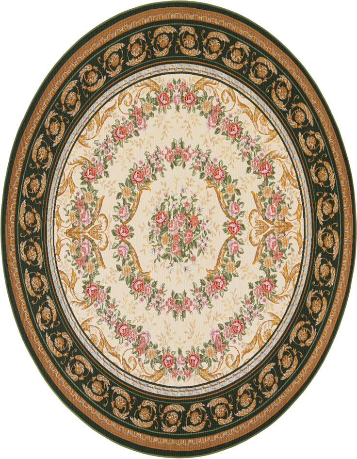 Detail image of 7' 10 x 7' 10 Easy-Clean Traditional Indoor / Outdoor Round Rug