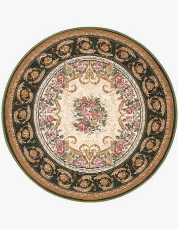 3' x 3' Easy-Clean Traditional Indoor / Outdoor Round Rug