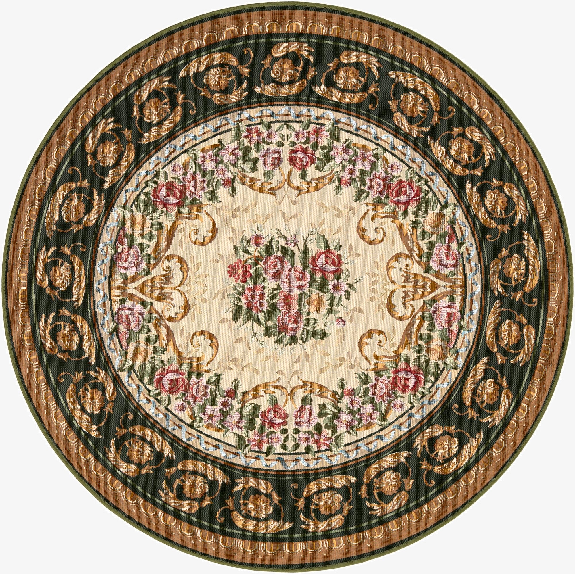 5' x 5'  Washable Traditional Indoor / Outdoor Round Rug