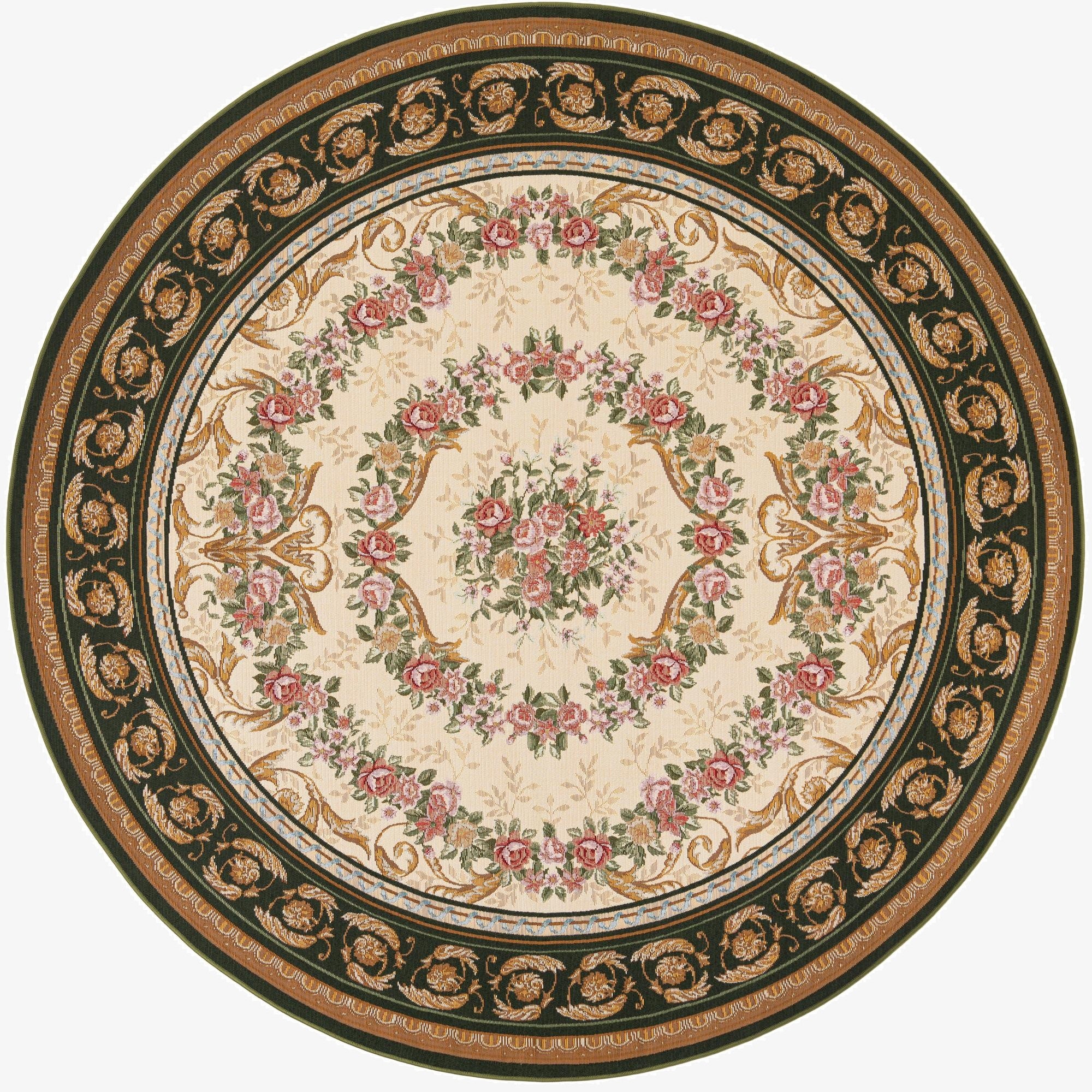7' 10 x 7' 10  Washable Traditional Indoor / Outdoor Round Rug