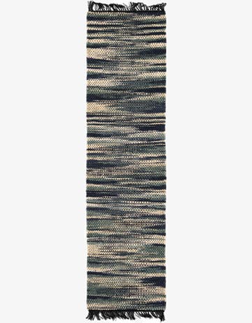 Green and Ivory Hand Woven Chunky Jute Runner Rug