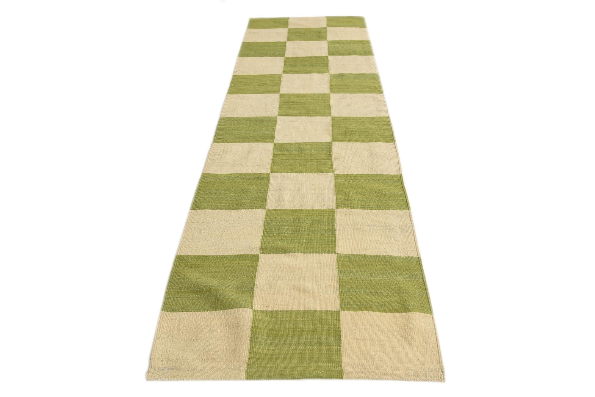 2' 10 x 9' 8 Hand Woven Kilim Modern Wool Runner Rug