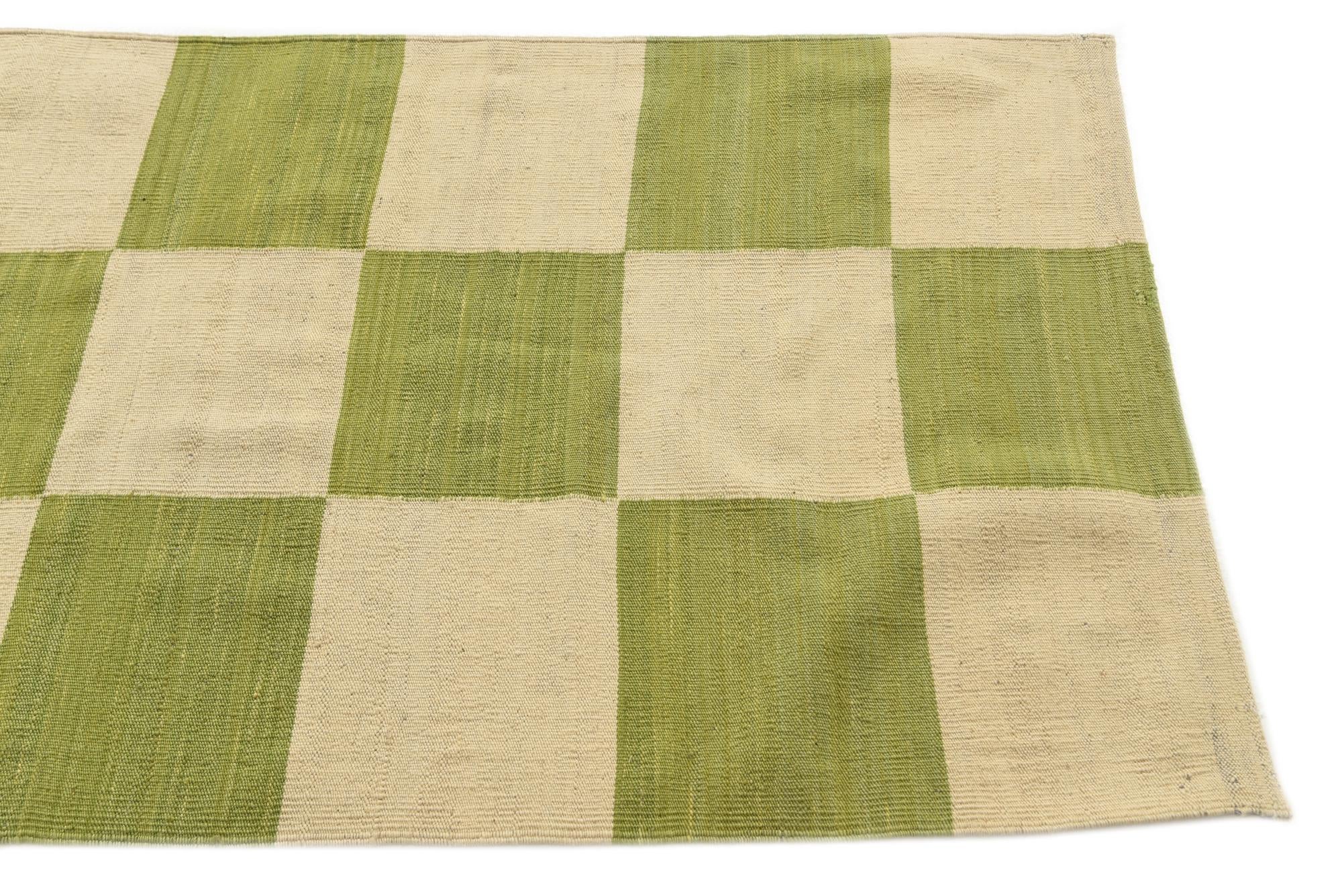 2' 10 x 9' 8 Hand Woven Kilim Modern Wool Runner Rug