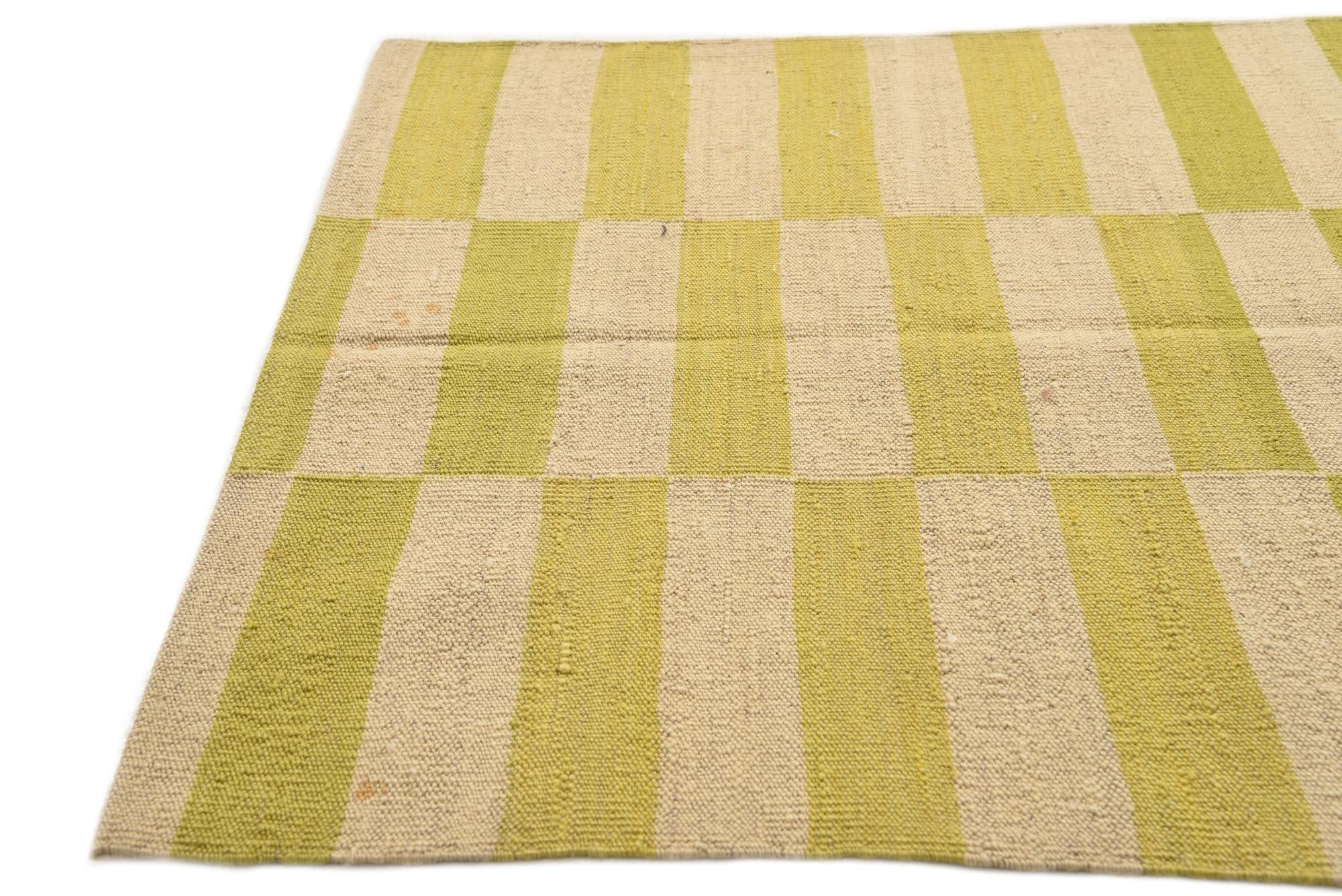 2' 7 x 6' 9 Hand Woven Kilim Modern Wool Runner Rug