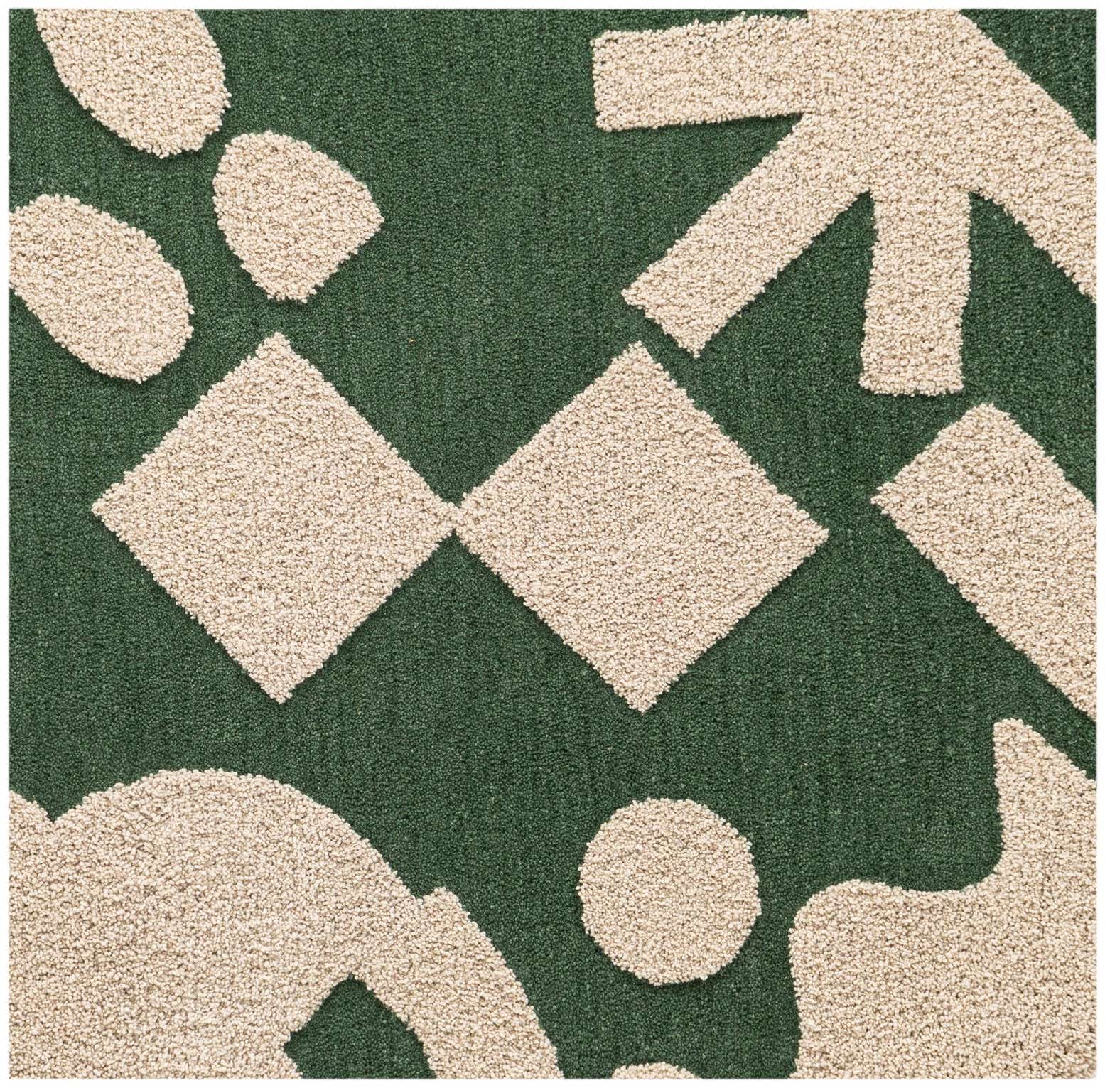 3' 3 x 3' 3 Handtufted Wool Square Rug